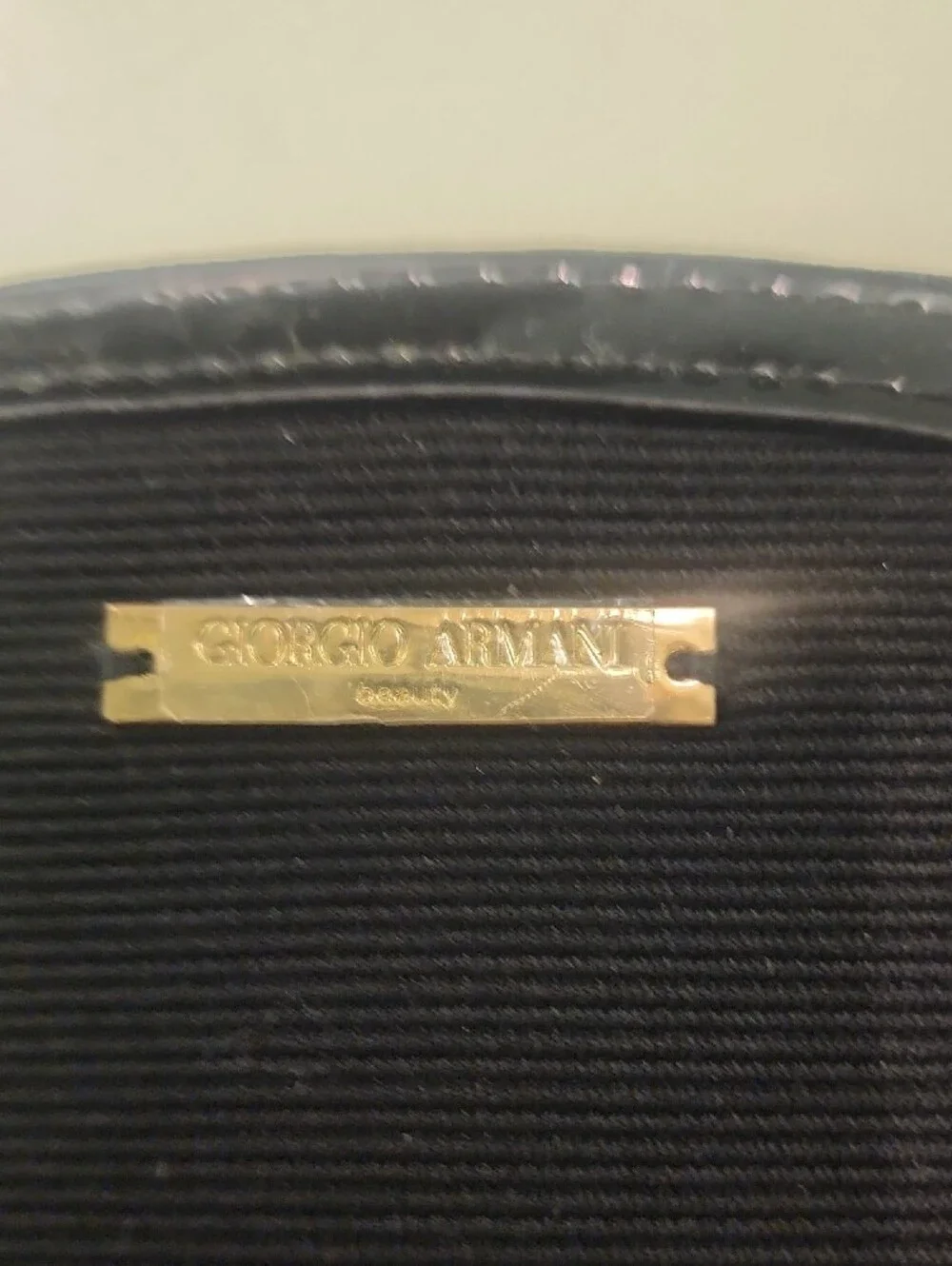 Authentic Giorgio Armani Beauty Black Canvas & Patent Dome Wristlet Pouch